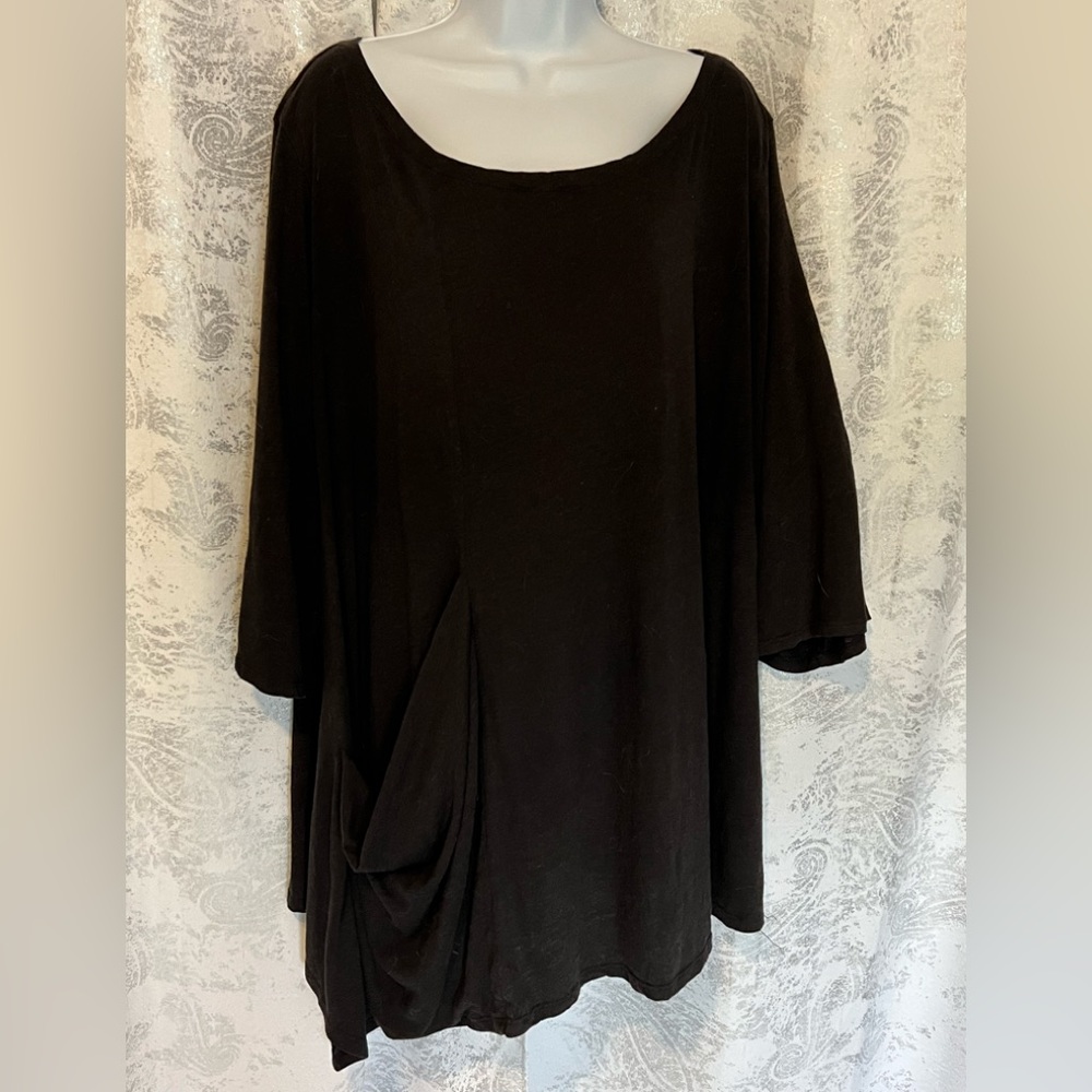Chalet Sharkbite Draped Pocket Shirt Top Black